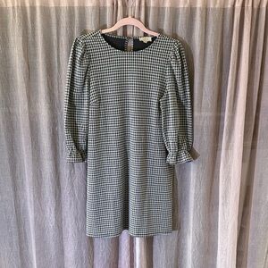 LOFT Black and White Houndstooth Long Sleeve Dress